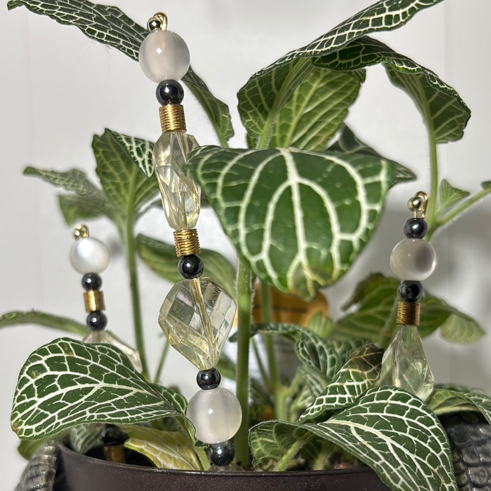 KB houseplant jewelry Elegant Beaded Plant Stakes glamor garden houseplant decor